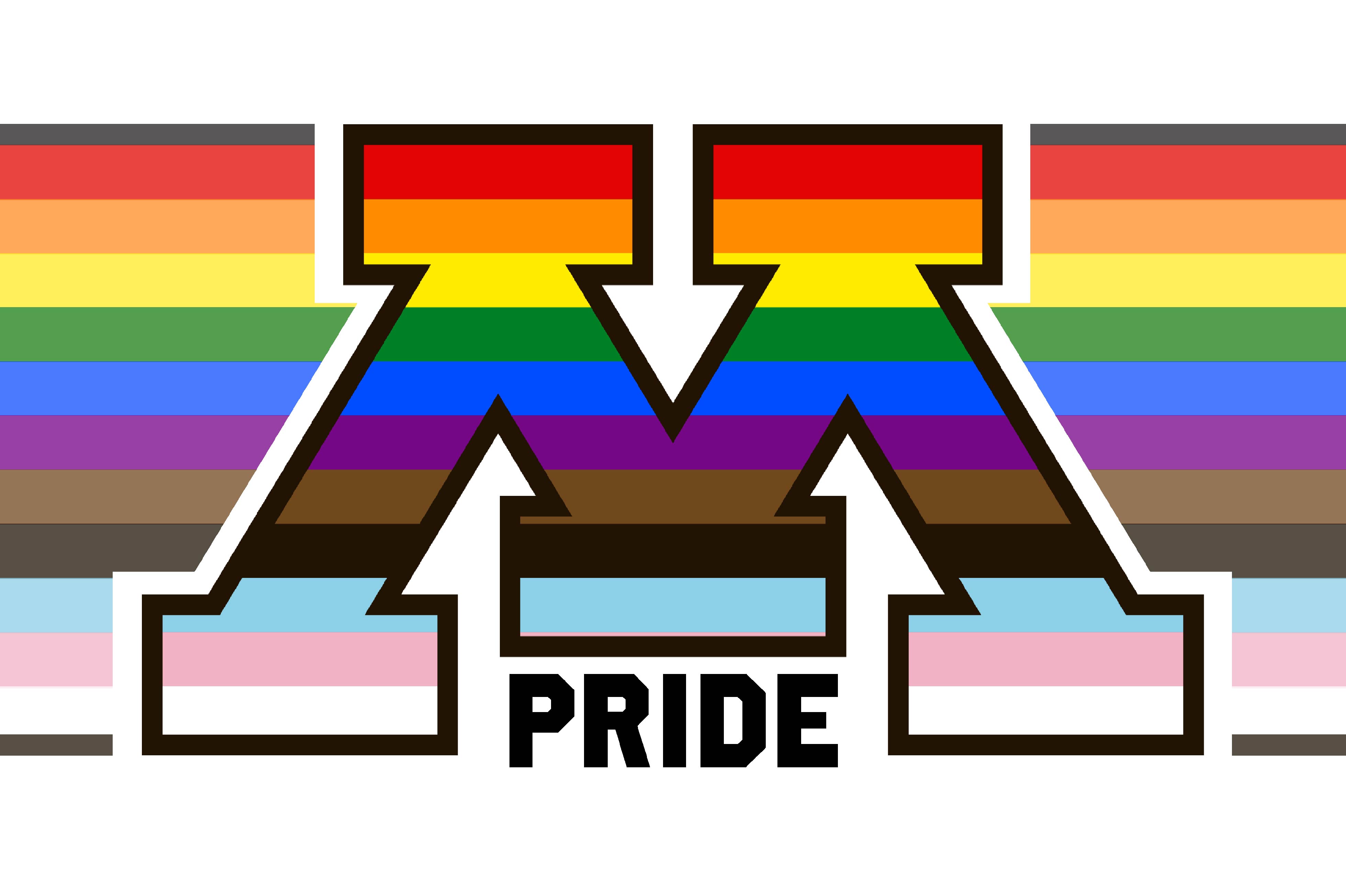 Rainbow M logo with the word PRIDE underneath