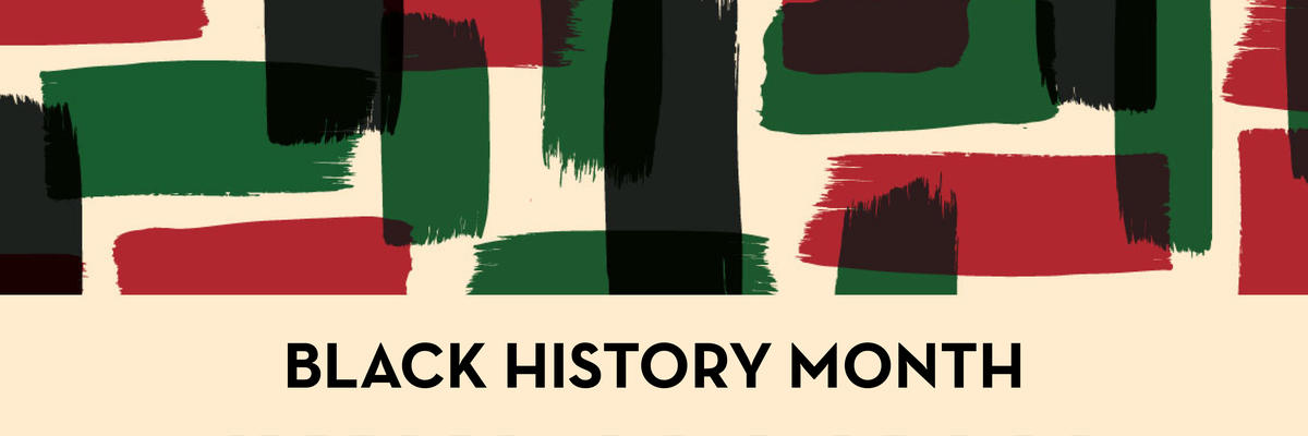 Black History Month graphic with red, black, and green brushes of color illustration