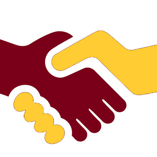 Maroon and gold shaking hands